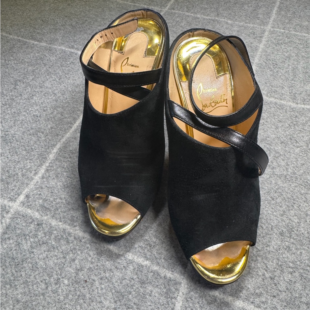 Christian Louboutin Black Suede Lumir 120 Pumps - Size 36.5